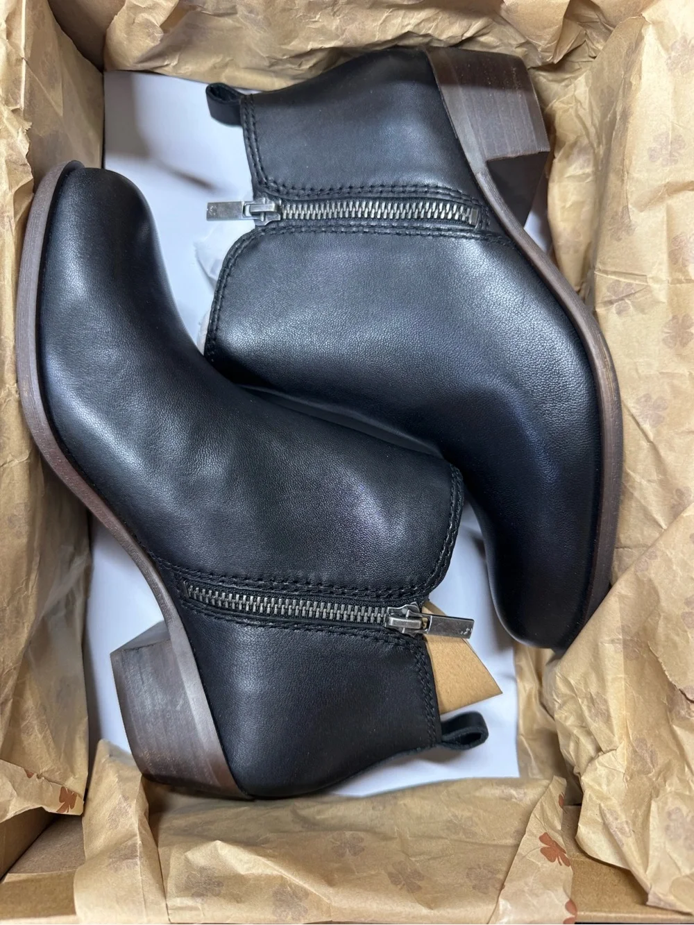 Lucky Brand Basel Ankle Booties Black Leather Women’s 7.5 M New Black